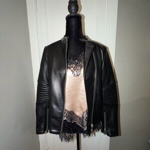 Black Women's Faux Leather Jacket